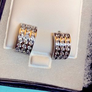 Silver CZ huggie hoop earrings